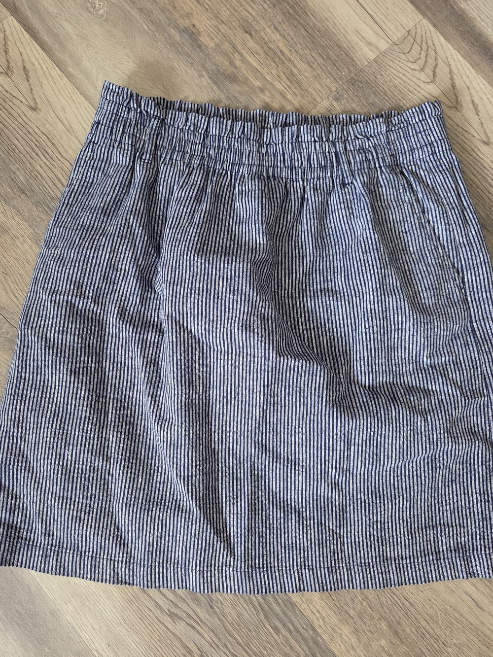 Re-Imagined J. Crew Linen Cotton Paper Bag Stripe Skirt Size M Office Workwear